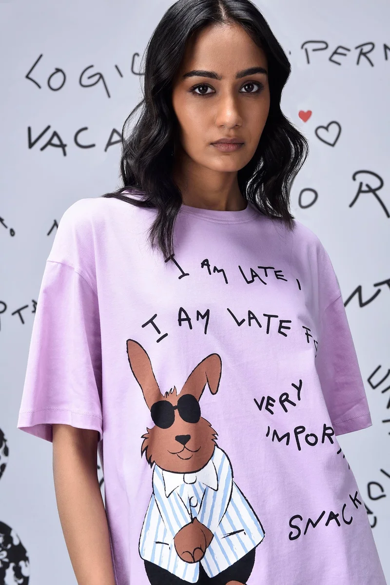 Genes Lecoanet Hemant Regular Fit Rabbit T-Shirt - Smoothie Pink